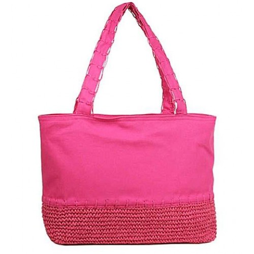 Straw Shopping Tote Bags - Fuchsia - BG-ST169FU